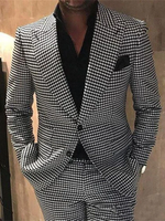 Costumes pied-de-poule à carreaux pour hommes, smokings de marié à carreaux, vêtements de mode masculine, ensemble de olympiques, veste et pantalon, mariage, 2 pièces, 2024 1